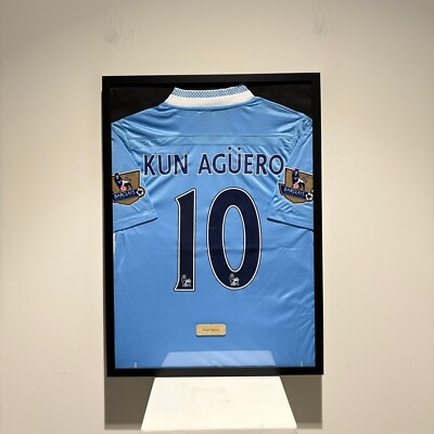 Manchester City Sergio Aguero Jersey Framed, Sergio Aguero Shirt