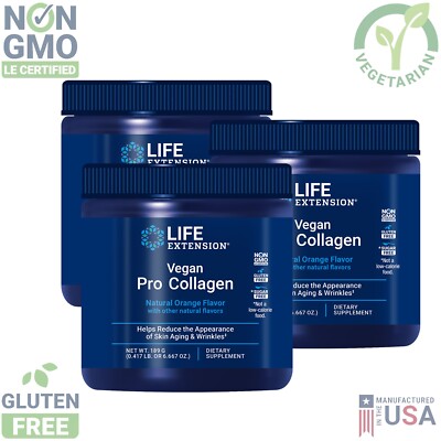 Life Extension Vegan Pro Collagen Youthful Skin Reduce Wrinkles Skin Aging 3pack