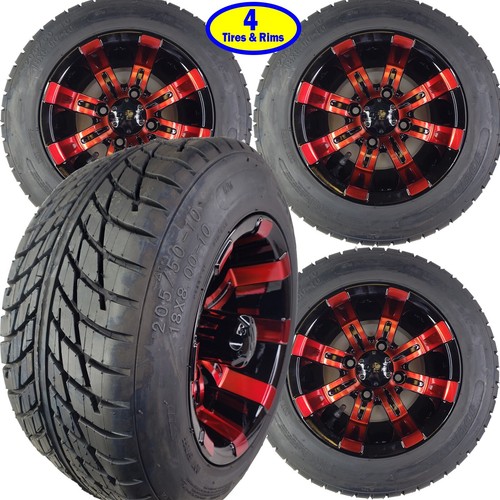 GOLF CART 10" REDBLACK JWT CUSTOM WHEELS and 205/5010 DOT LOW PROFILE