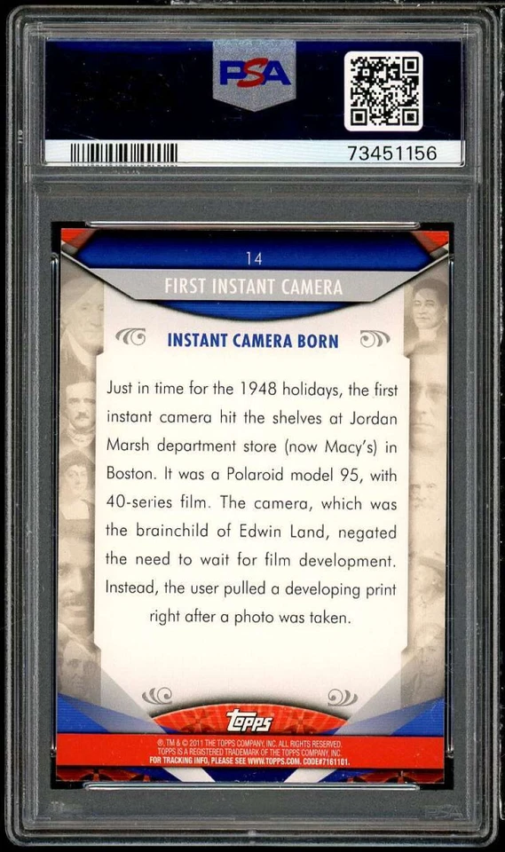 First Instant Camera 2011 Topps American Pie Foil #14 PSA 9 - Image 2 of 2
