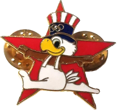 Sam the Eagle gold 1984 LA Los Angeles Olympics Pinback button set of 3