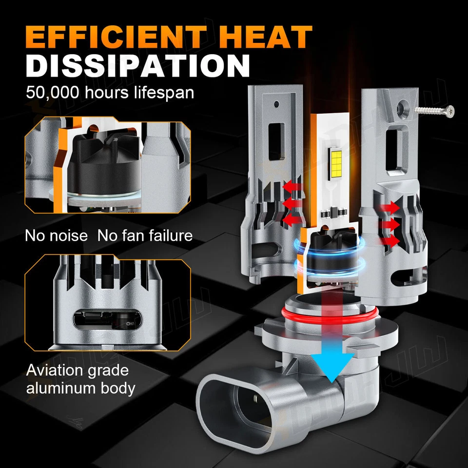 For Tesla Roadster 2008-2011 - 2PCS 6000K LED Headlight High / Low Beam Bulbs - Image 4 of 4