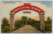 Spring Valley WI Wisconsin Crystal Cave Entrance and Dining Room Postcard E28