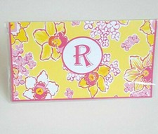 Yellow flower monogram VINYL Checkbook Cover Personalized Lilly Inspired