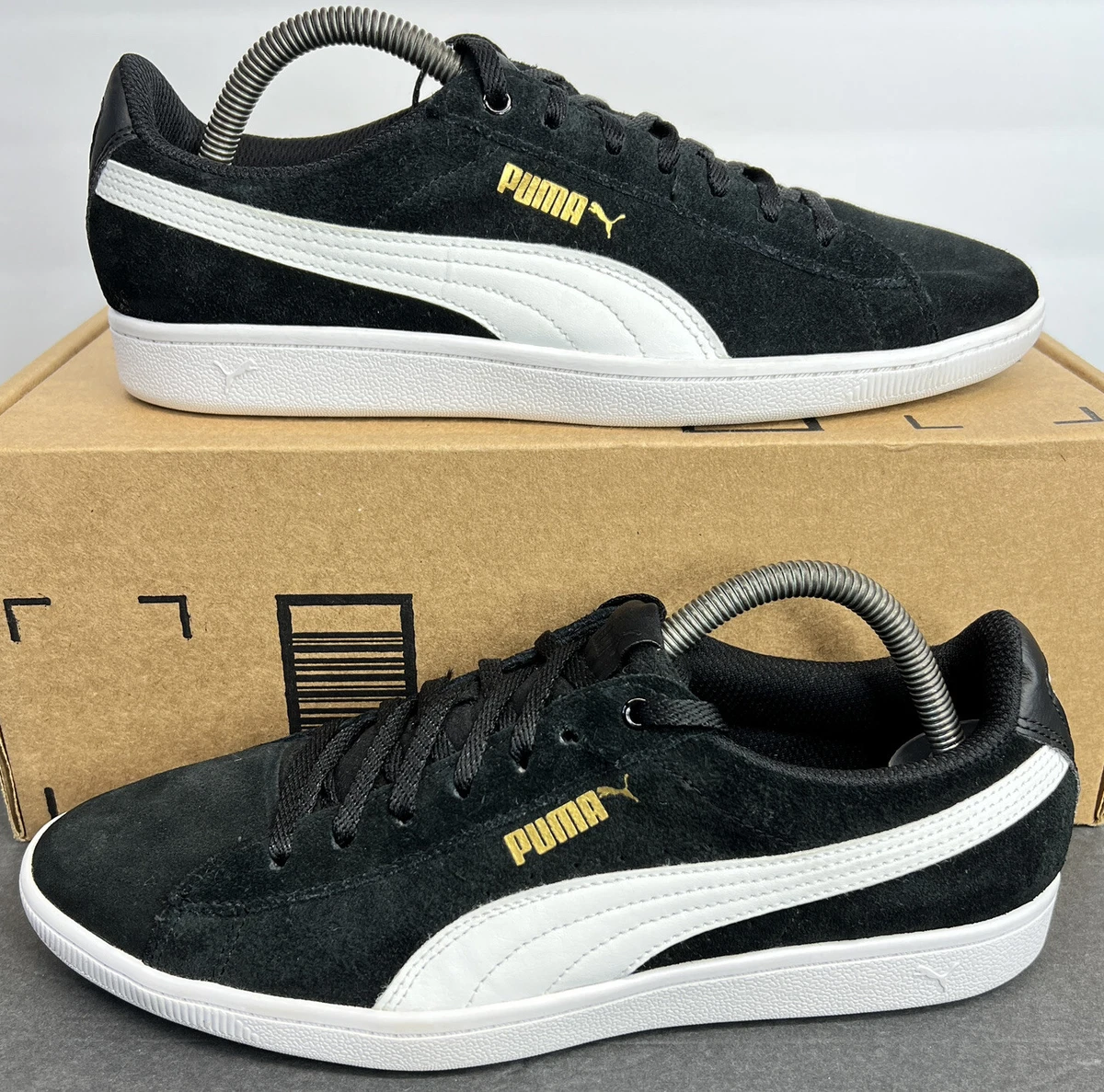Puma 9.5 Vikky Black Suede Soft Foam Comfort Shoes Lace Up Trainers Sport Womens