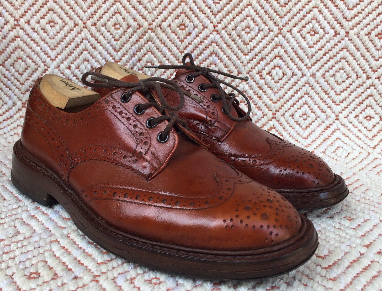 TRICKERS ‘Burton’ Derby Brogue Wingtip Lace Up Dress Shoes Size UK 8 ...