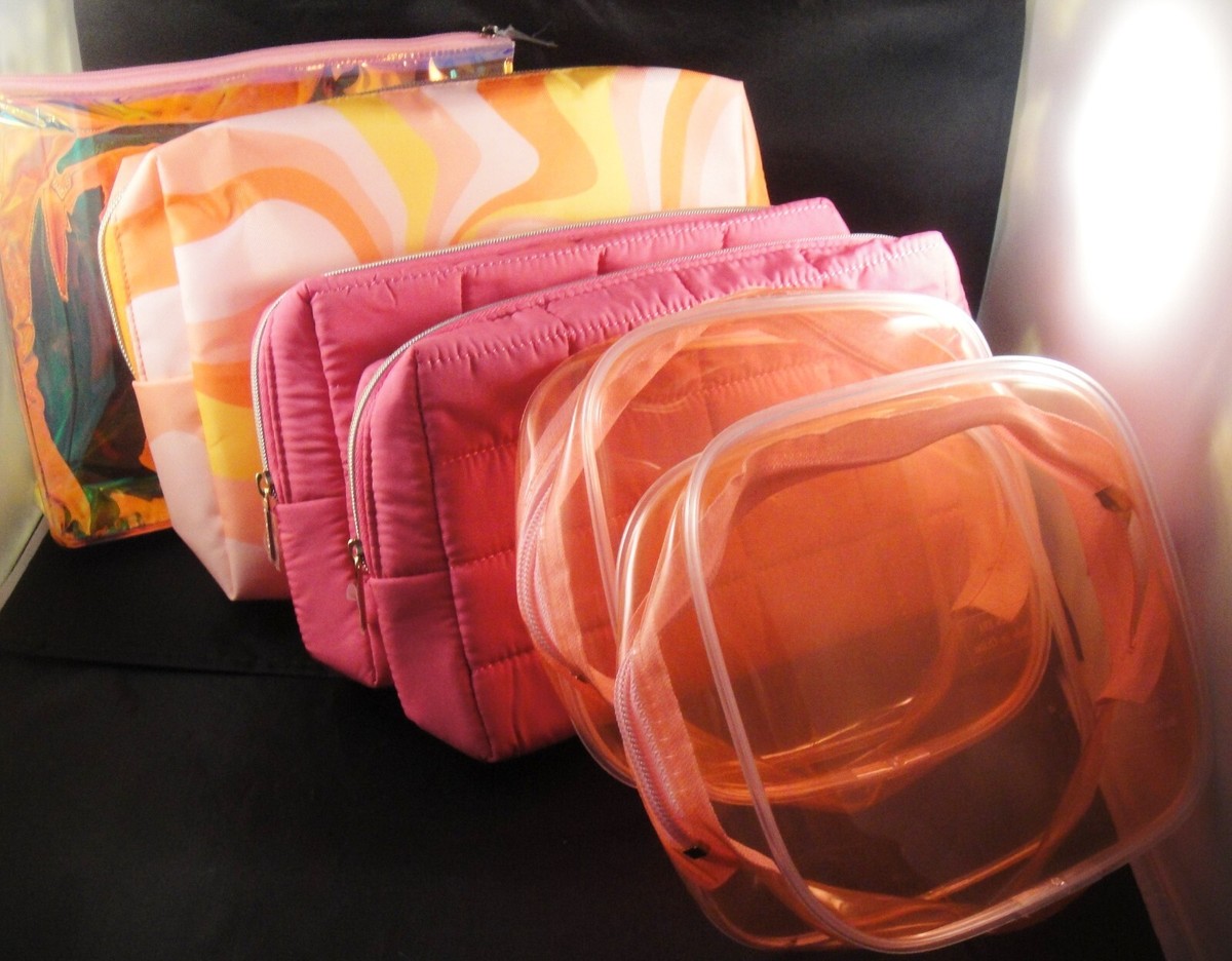 Sephora PINK Cosmetic Makeup Bag Case Lot FESTIVAL +HOLOGRAPHIC