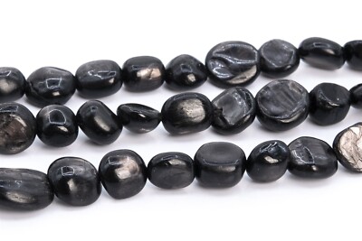 7-9MM Black Aura Hypersthene Pebble Nugget Grade AAA Genuine Natural Loose Beads