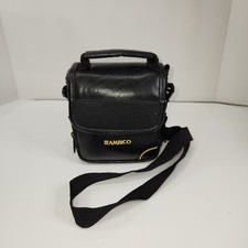 VTG Ambico Black Leather Shoulder Strap Compact Camera Bag Case Padded Zippered