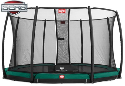 Berg InGround Champion 11ft Trampoline w Dlx Safety Net TwinSpring Gold springs