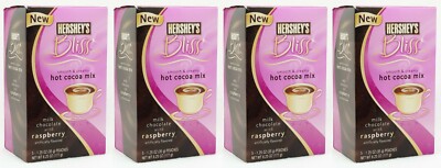 4 BOXES Hershey's Bliss Milk Chocolate with RASPBERRY Hot Cocoa Drink Mix