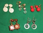 5 pairs of Vintage Dangle clip-on Earrings 1960s, 70s, and 80s — photo 2