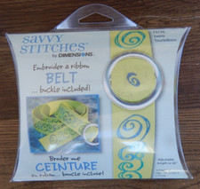 New Dimensions Savvy Stitches Embroidered Ribbon Belt Kit SWIRLS 73176 Green