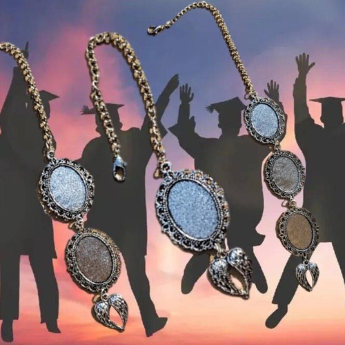 Graduation Hat Tassels Memorial Photo Charm Pendant Oval Antique Photo Charm - Picture 4 of 11