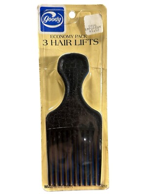 Vintage 1970 s Goody Hair Lift Afro Curly Pick Comb #7212 Puff Smooth Finish NIP