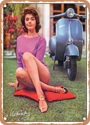 METAL SIGN - 1962 Vespa Pinup Girl Sylva Koscina Vintage Ad