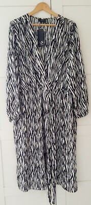 AX PARIS JD Williams Damen Wickelkleid Zebramuster Größe UK 32 neu mit Etikett