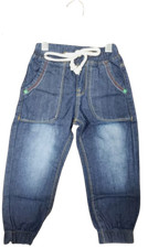 Skyhi Soft Denim Jogger Pants with Adjustable Waist - Distressed Style C