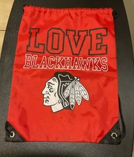 Chicago Blackhawks  NHL  Hockey LOVE Drawstring Bag Backpack Red Rare Bedard