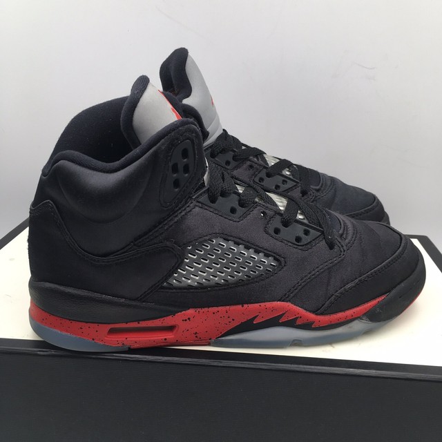 grey and red jordan 5