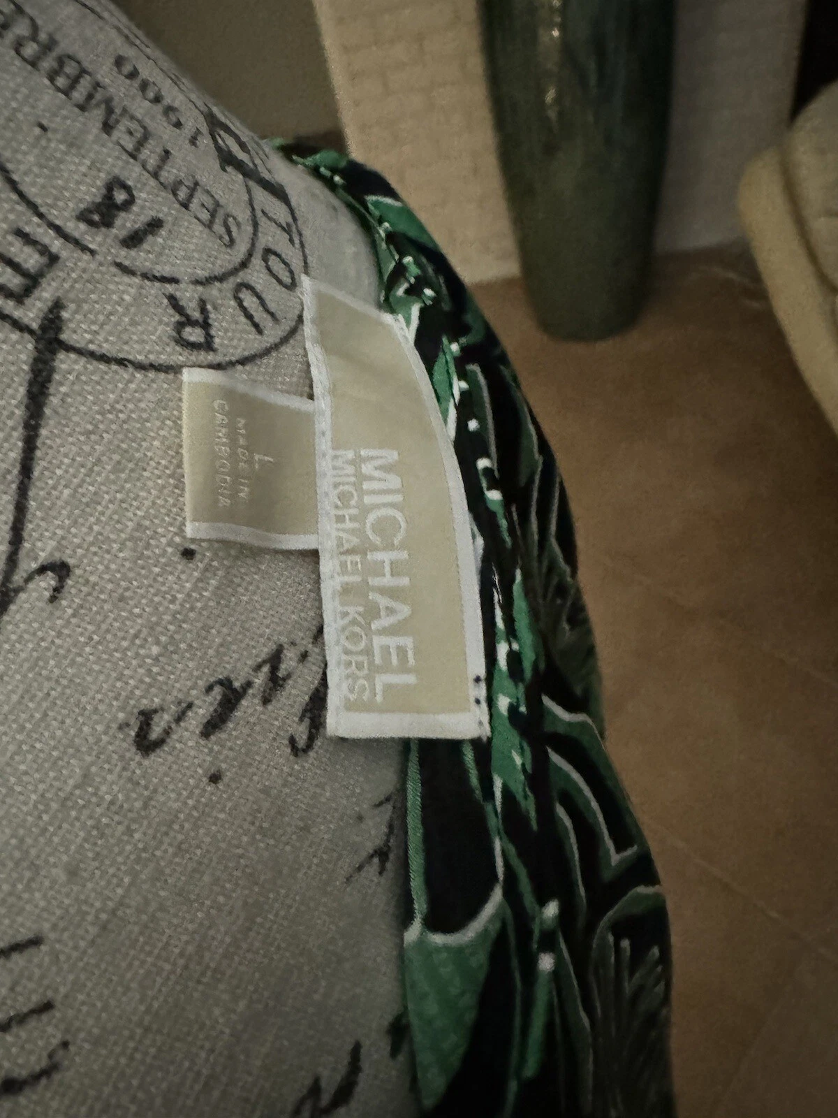 Abito MICHAEL Kors Stampa finto avvolgente taglia grande usa unata volta verdelente!