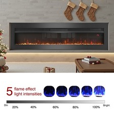 60" Elektrokamin Wandkamin Dekokamin LED Kamin Feuer Kaminfeuer Einbaukamin