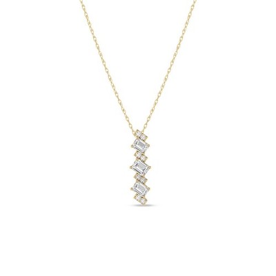 14K Gelbgold Hochzeit Halskette 3/4 ctw im Labor gezüchteter Diamant Anhänger 18'' Kette