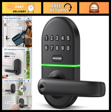 Smart Keyless Entry Door Lock with Handle, Easy DIY Install, 20 Passcodes, Auto-