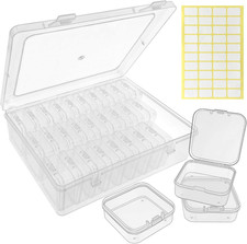 30 Clear Plastic Bead Storage Containers with Hinged Lids Labels for Craft S
