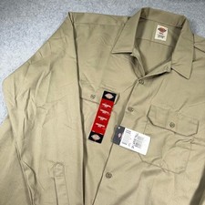 NWT Dickies Long Sleeve Work Shirt Mens 2XL Tall Khaki Original Easy Care NEW