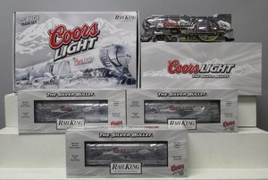 MTH 30-1433-1 O Gauge Coors Light Silver Bullet Steam Freight Train Set with PS2