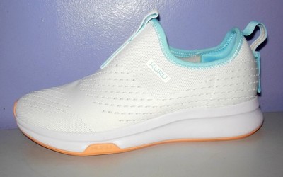 NWOT KURU Atom Women's Slip-On Sneakers Bright White-Topaz Blue Size 9.5 M