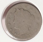 Rare 129 Year Old 1897 Barber Liberty V Nickel US Coin Collection Collectible — photo 1