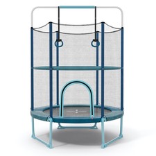 60'' Trampoline for Kids w/ Safe Guardrails Foamed Handle No Gap Design Blue