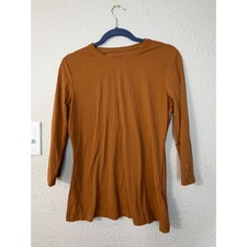 Figs Technical Collection Women Medium Rust Orange Ribbed Long Sleeve Underscrub
