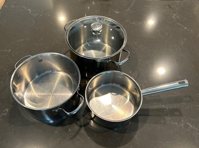 Wolfgang Puck Bistro Collection Stainless Steel Pots 3.5, 6 and 8 Qt Pots 1 Lid 