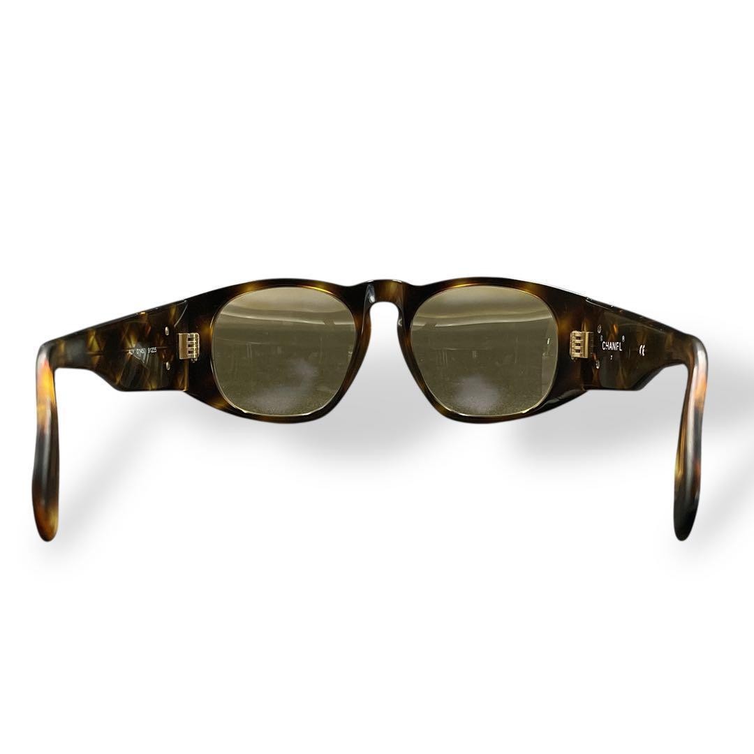 CHANEL Sunglasses Tortoiseshell Brown Coco Mark Matelass y2k