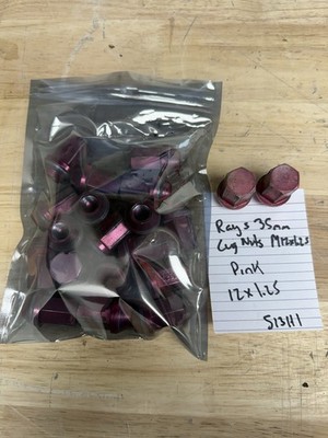 Rays Aluminum Closed Ended Wheel  Lug Nuts  Pink Hex M12x1.25mm