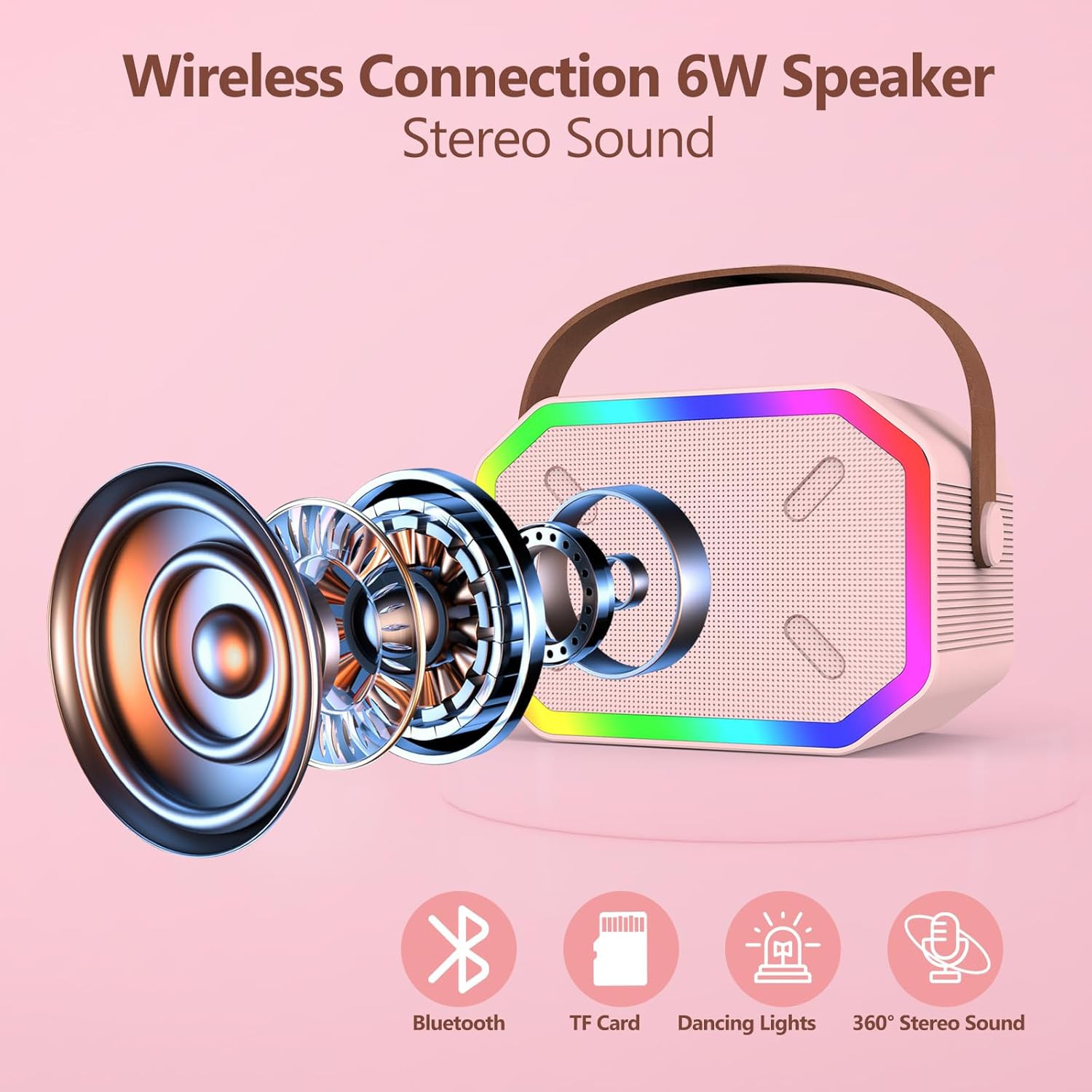 Karaoke Machine for Kids, Portable Bluetooth Speakers with Wireless Microphone K