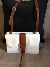 PATRICIA NASH “Taurina” Crossbody Bag, Italian Vegetable tanned Whit/Tan Leather