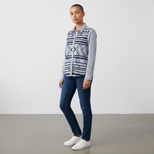 Stylus Long Sleeve Button Down Shirt Blue/White Striped Women  s Size S