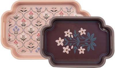 Clayre & Eef 6H2463 Dekoratives Tablett Set 2 Rosa Violett