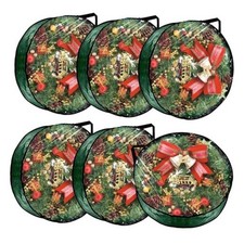 6 PCS Clear Wreath Storage Bag, 24x8 Inch Christmas Wreath Storage Green