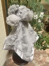 Cloud Island Gray Swirl Rosette Elephant Plush Lovey Security Blanket Satin Back