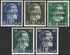 &Ouml;sterreich Lokalausgabe Dorfstetten 5 Werte Gummihandstempel-Aufdruck postfrisch