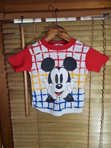True Vintage 80s Disney Mickey Mouse Cute Ringer Style Tee T Shirt Kids Baby 3T