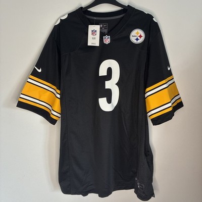 Nike Herren Pittsburgh Steelers Russell Wilson #3 Schwarz Spiel Trikot Neu Größe 3XL