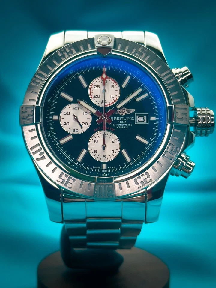 BREITLING SUPER AVENGER II BLACK DIAL STAINLESS STEEL WATCH A1337111/BC29 - Image 3 of 4