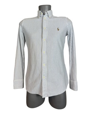 Polo Ralph Lauren Knit Oxford Bluse hellblau weiß gestreift Größe M