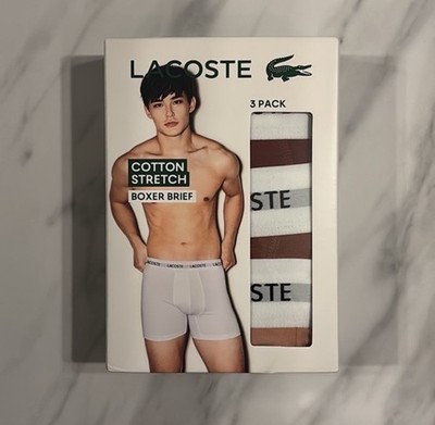 LACOSTE  BOXER  BRIEF  3PACK 　新品　未使用 Lacoste, 3 Pk Colours Mens Microfiber Boxer Briefs Assorted Colors